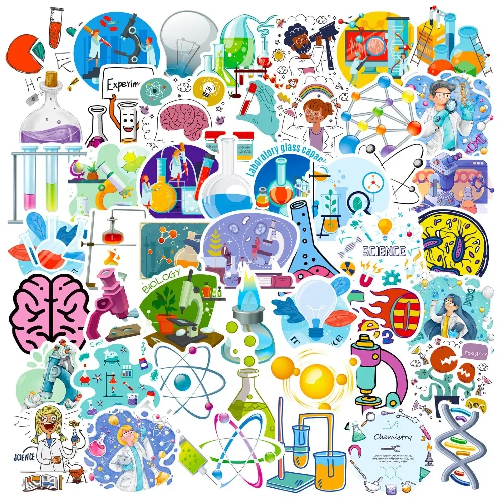 Kids Toys Vintage - 50PCS 만화 과학 실험실 스티커 미적