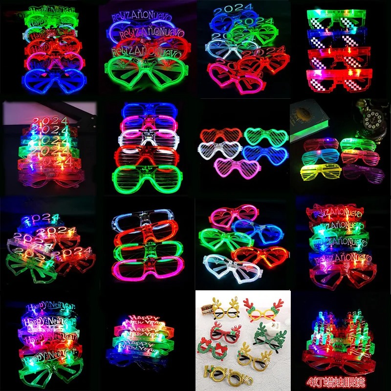 Kids Toys Christmas 2025 - 24개 어린이/성인용 LED 라이트업 2025 안경