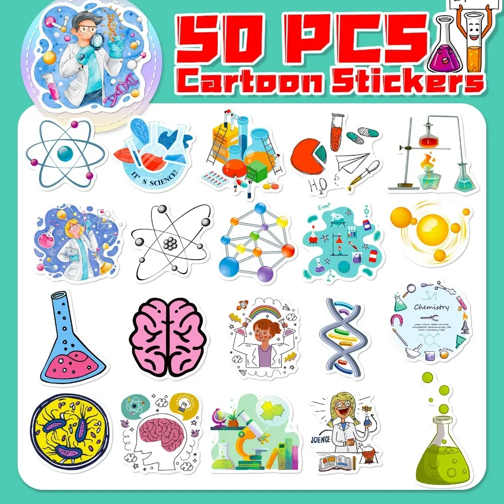 50PCS 만화 과학 실험실 스티커 미적 DIY 장식  - Kids Toys Vintage 리뷰 및 가격