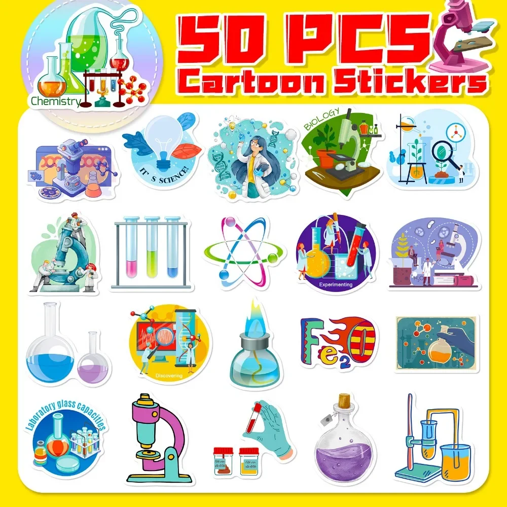 50PCS 만화 과학 실험실 스티커 미적 DIY 장식  - Kids Toys Vintage 리뷰 및 가격